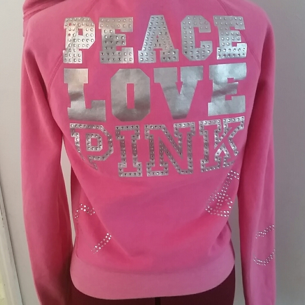 VS PINK bling rhinestone zip up hoodie